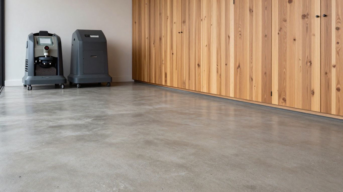 Diamond grinding polished concrete interior floor