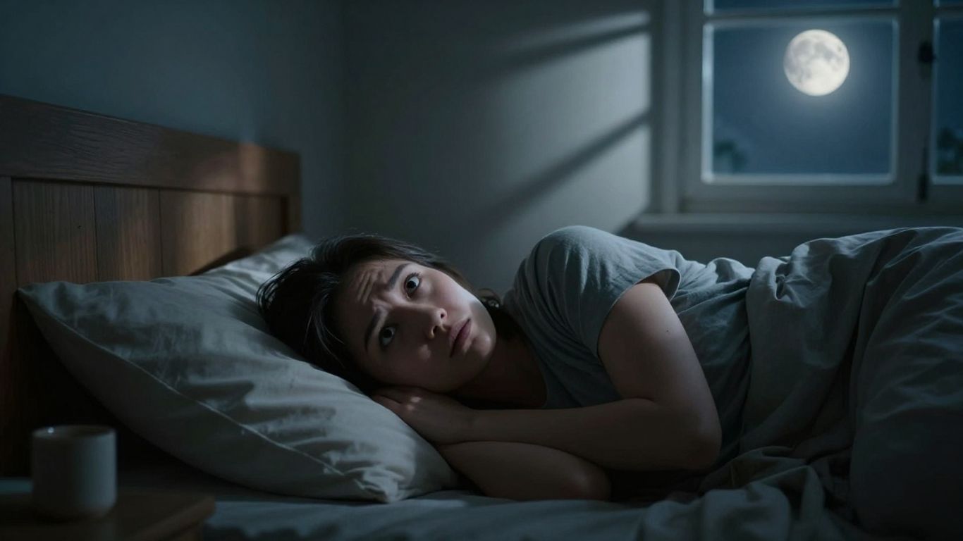 Pessoa com insônia na cama olhando para o teto.