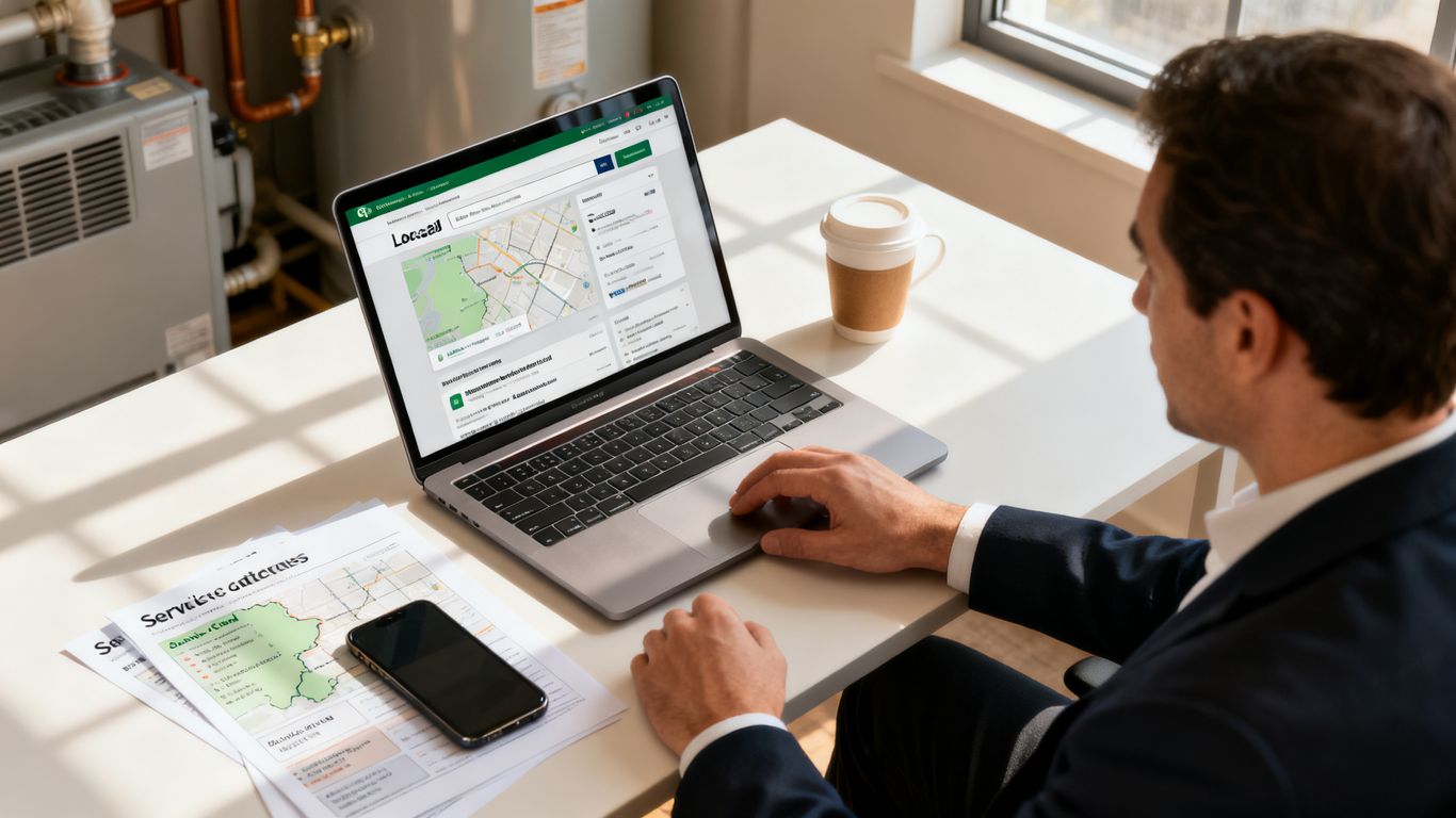 HVAC marketer reviewing local search results