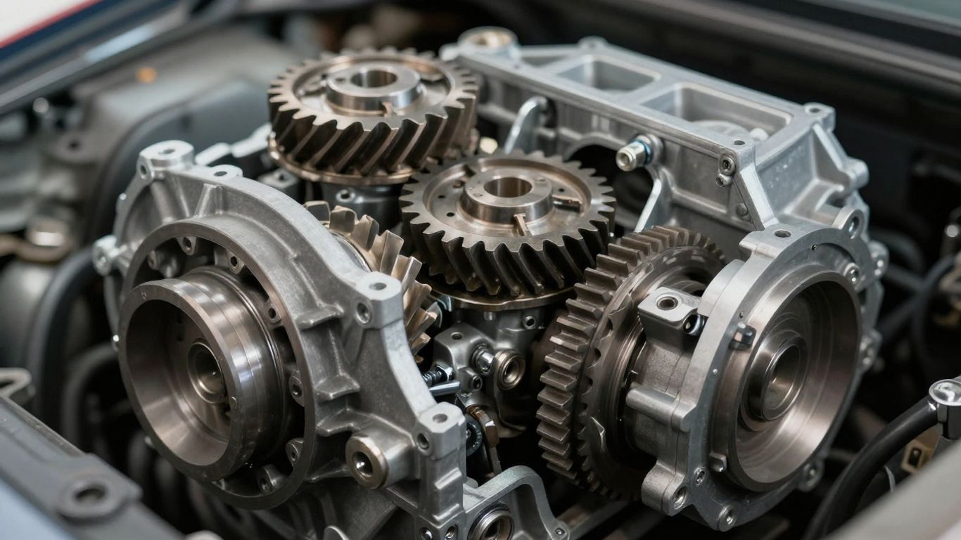 Used car transmission with visible gears