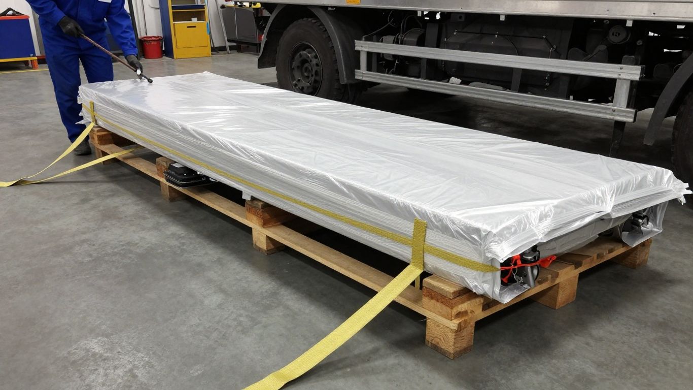 Packaged replacement engine ready for freight