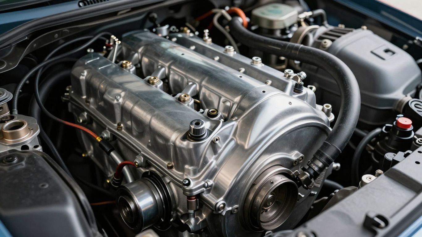 Reconditioned car engine close-up