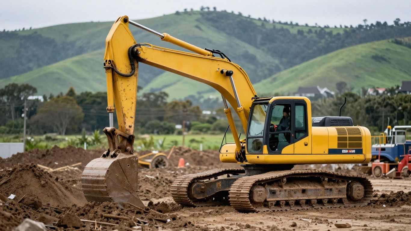 A professional excavator operator working on a site