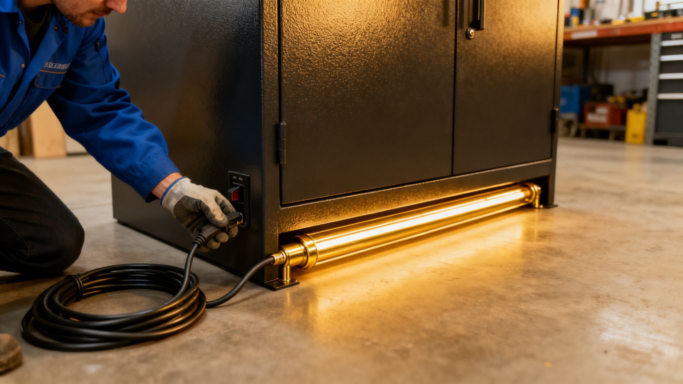Installing a dehumidifier rod in a safe