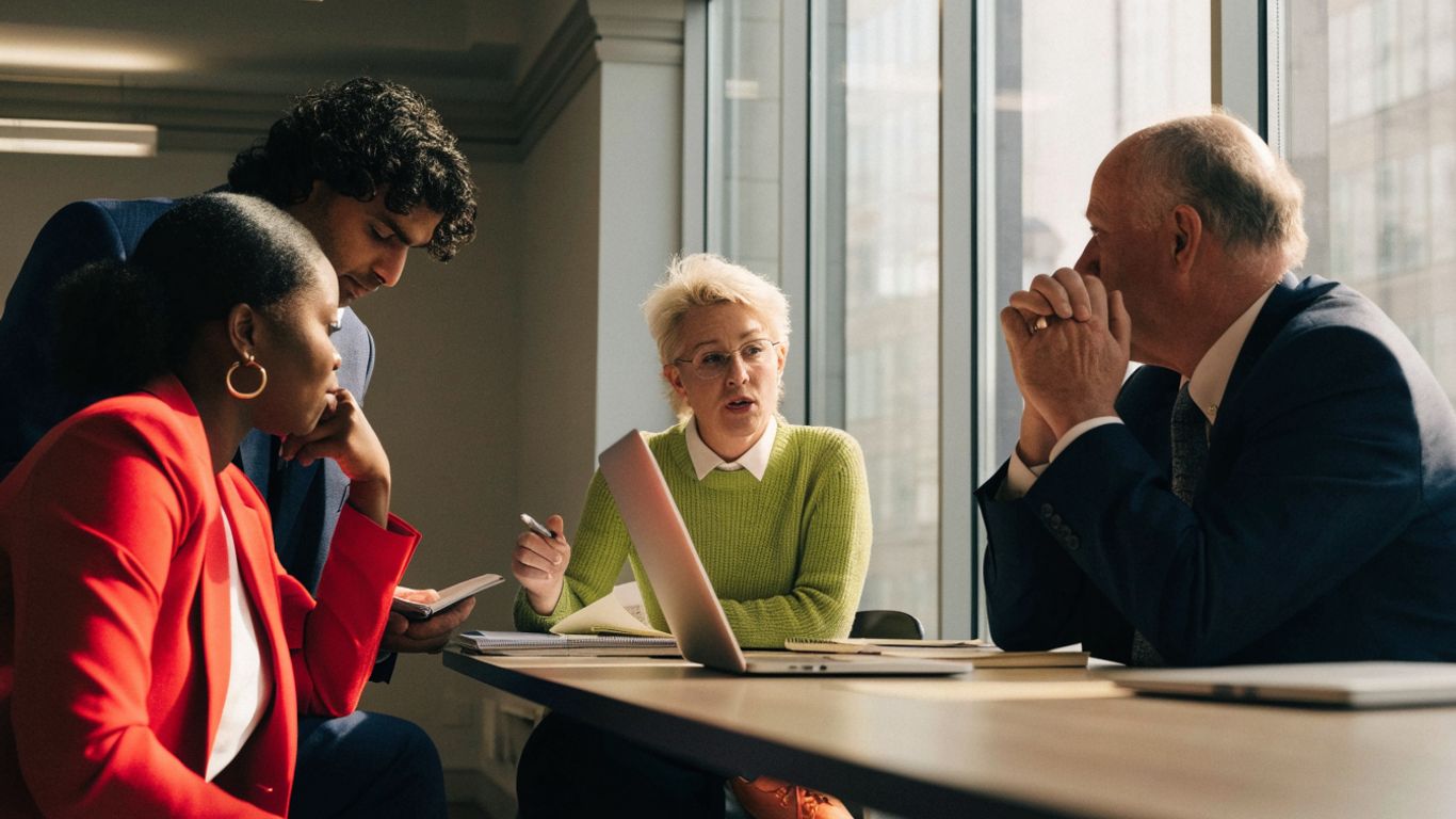Executives discussing plans around a conference table