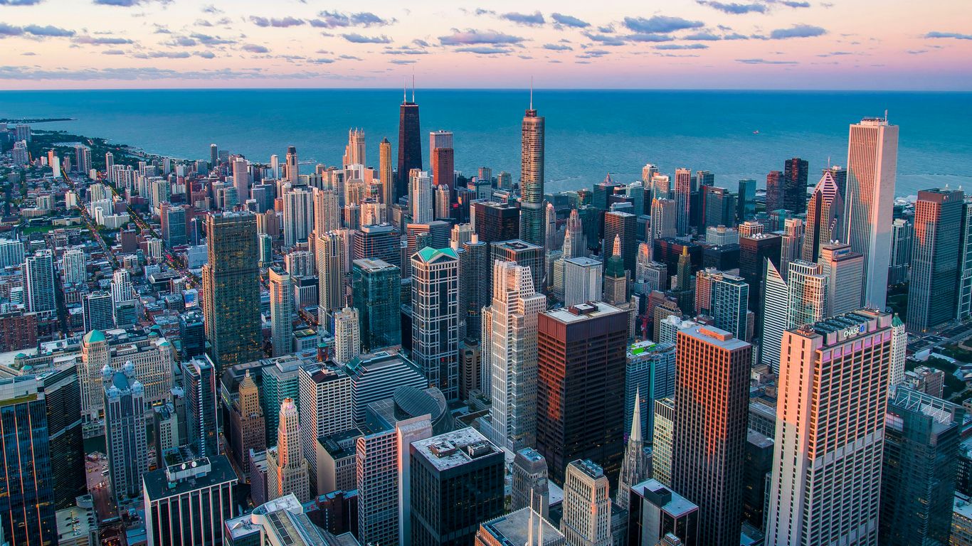 City skyline view from a high vantage point