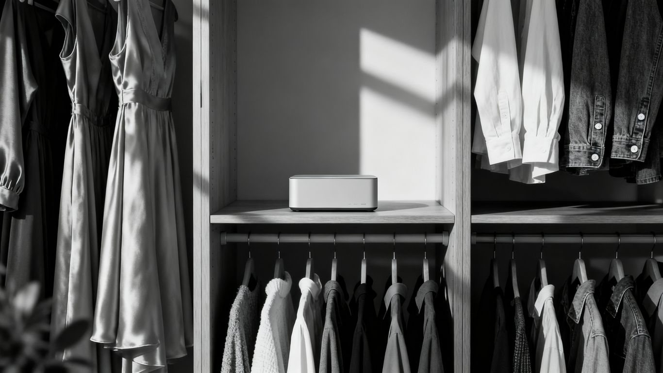 Desiccant dehumidifier tucked into a small closet