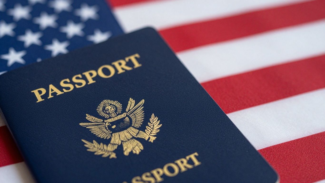 Pasaporte y sello de visa de Estados Unidos.