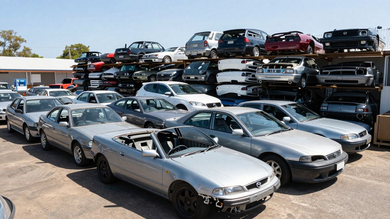 Mazda car parts recycling yard in Newcastle, NSW.