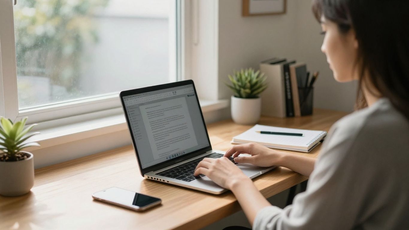 Person working from home in Australia