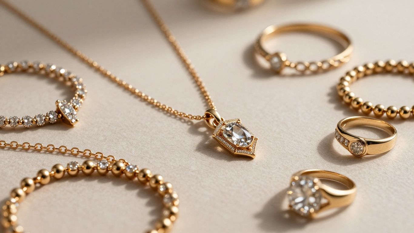 Bijoux d'occasion brillants prêts à être vendus.