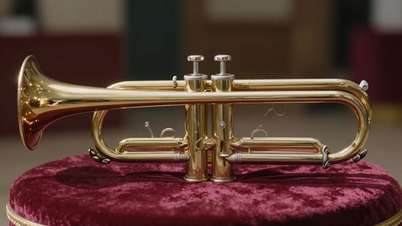 Blechblasinstrument mit glänzender Oberfläche und Ventilen.