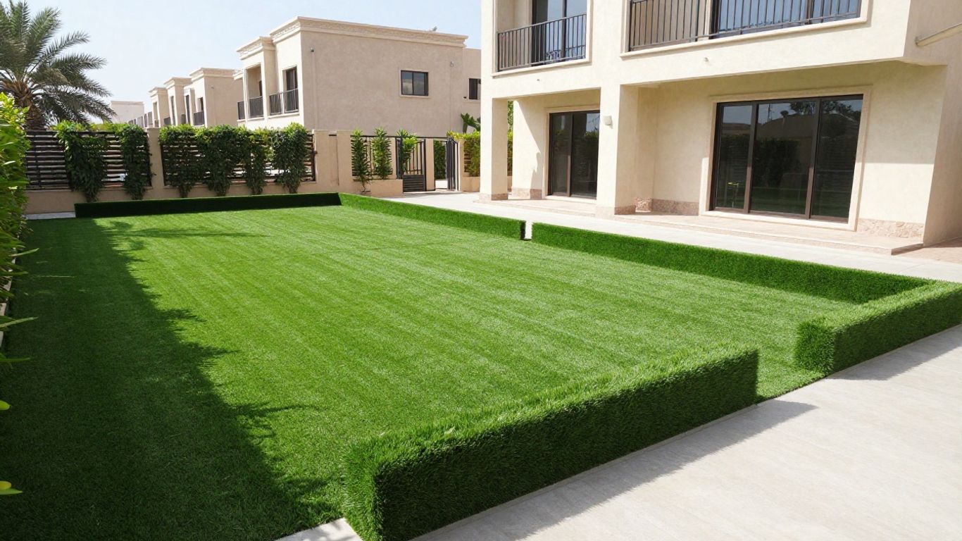 سواتر عشب صناعي حول فيلا حديثة في جدة