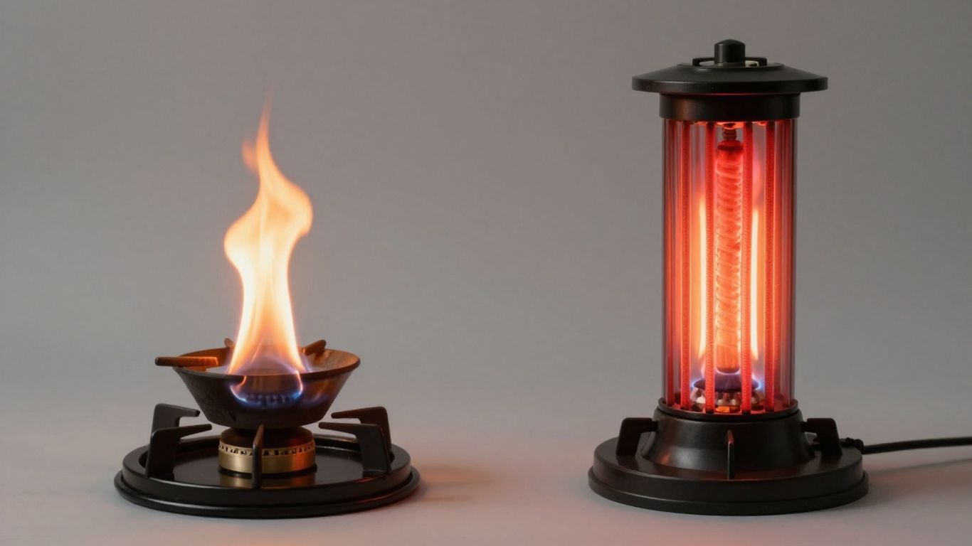 Flamme de gaz et résistance électrique