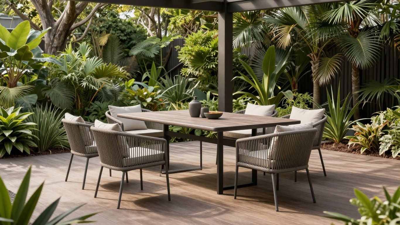 Covered patio with durable outdoor furniture