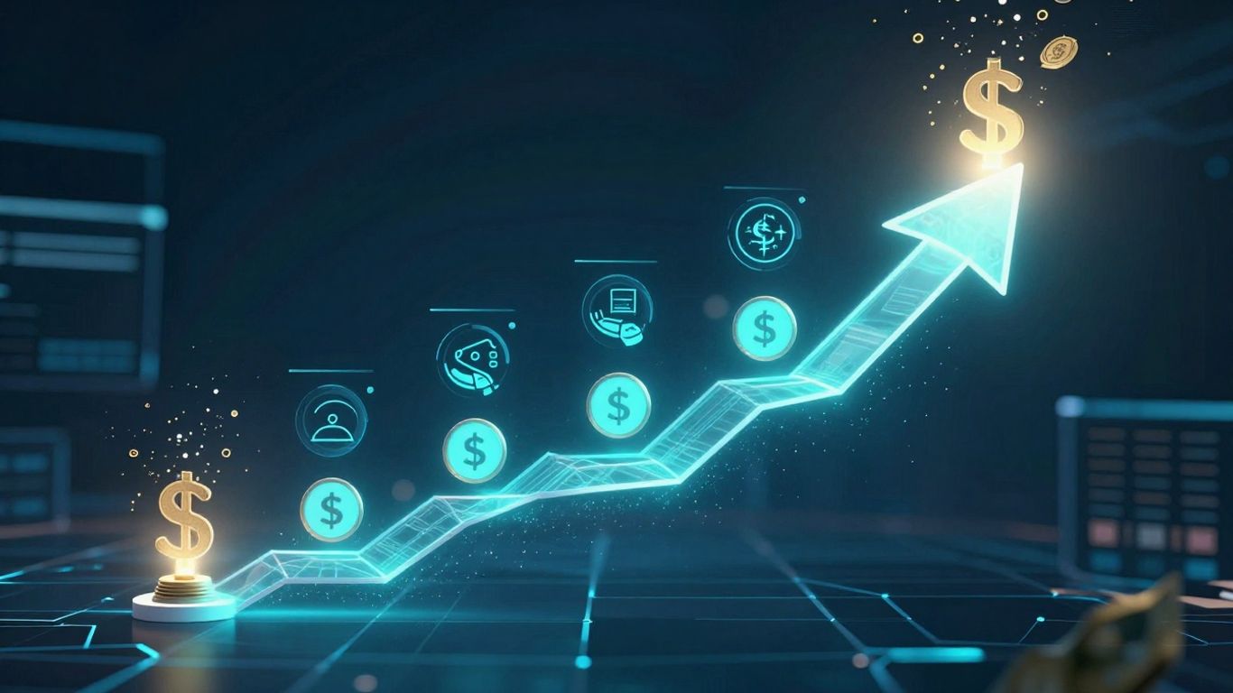 Funil de vendas com tráfego pago e crescimento financeiro.