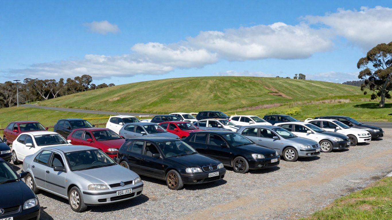 A clean organized salvage yard in Hobart with dismantled European cars