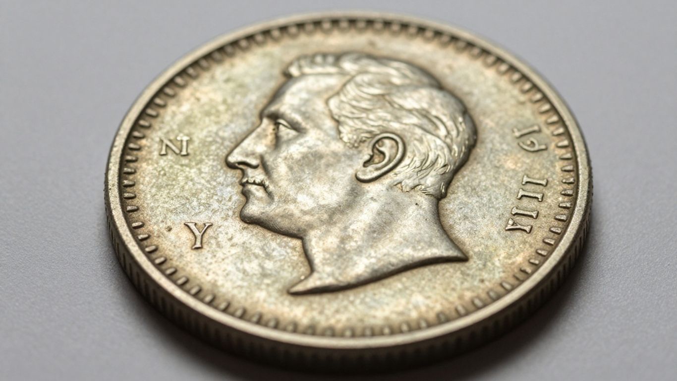 Close-up of a semi-numismatic coin's detailed surface.