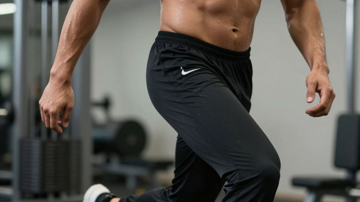 Bărbat în pantaloni Nike Dri-FIT în mișcare.