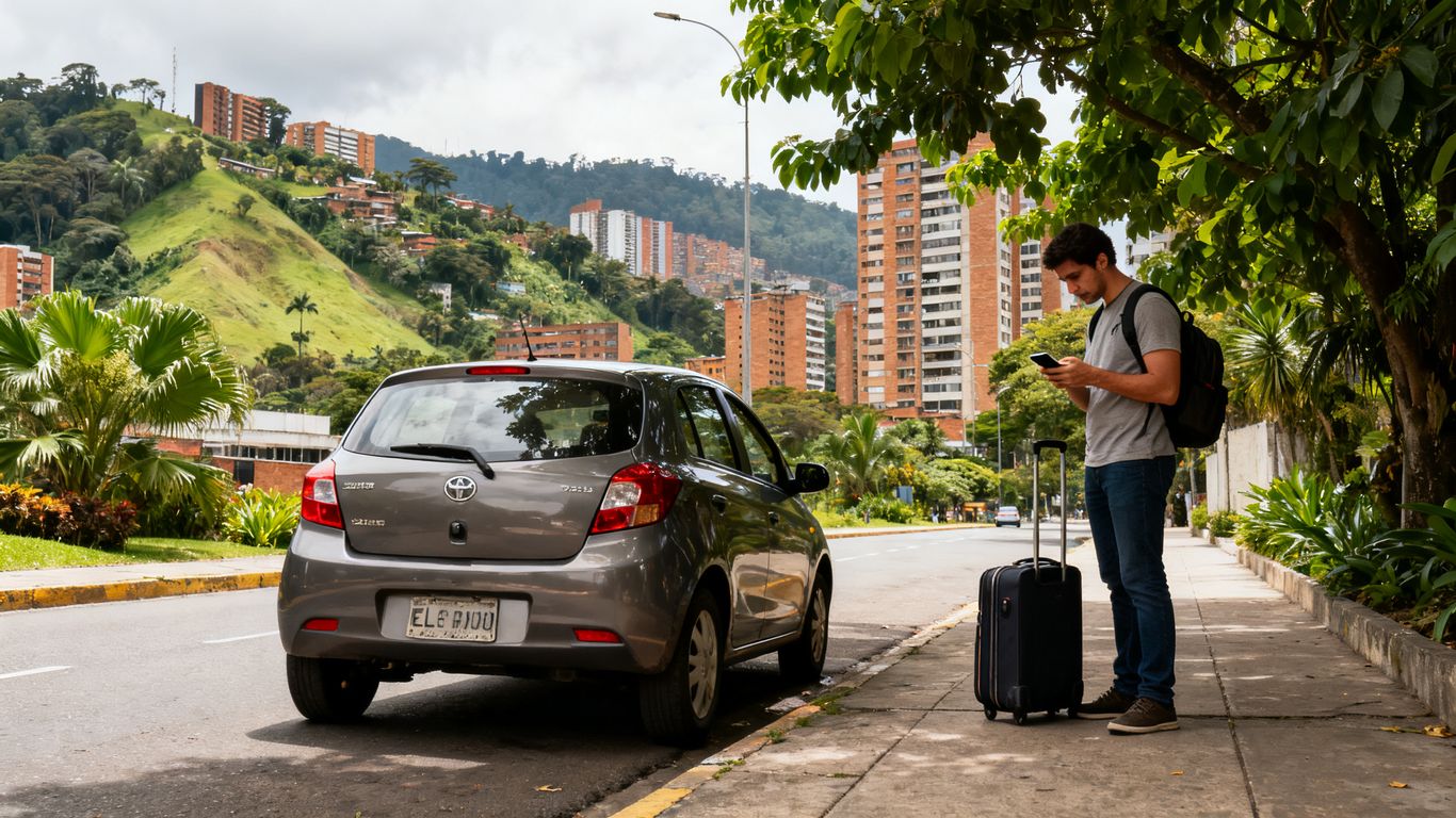 Medellín ride-sharing car near city streets
