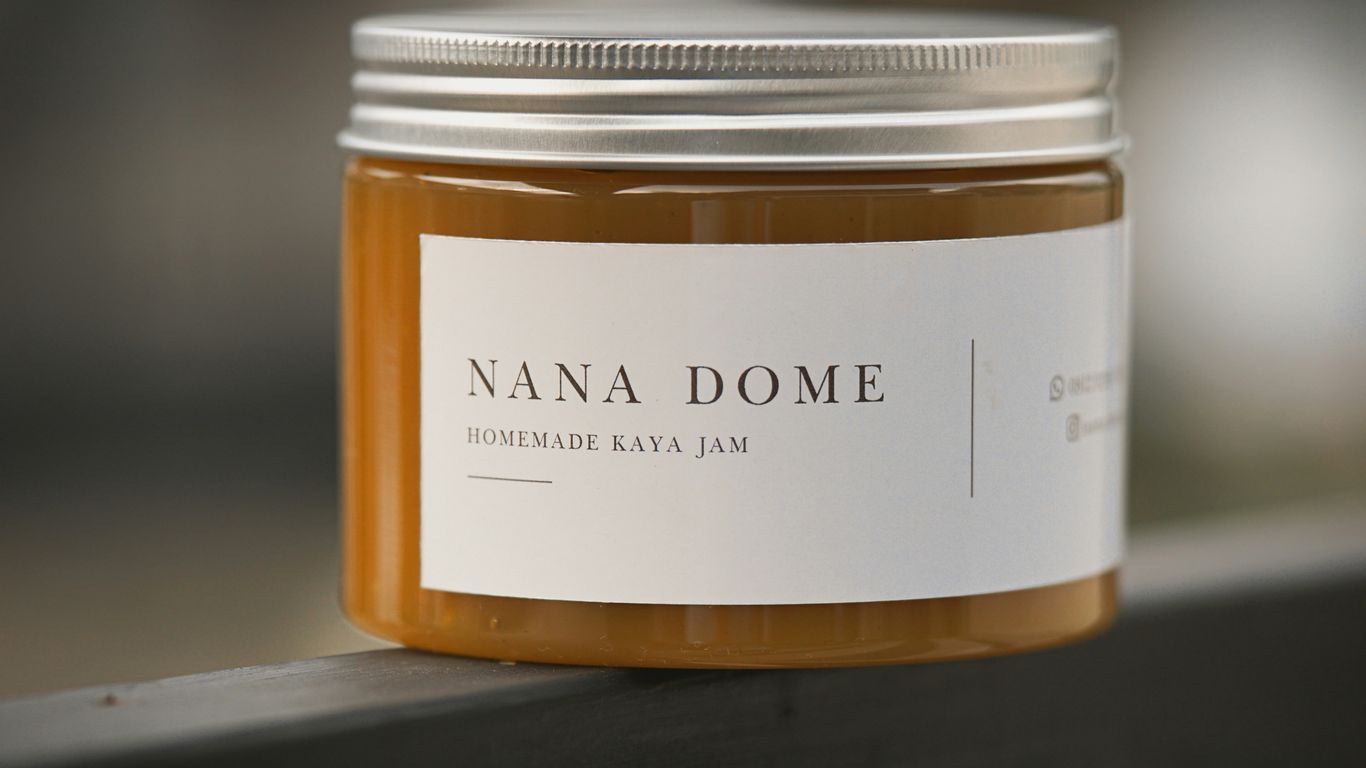 Glass jars of green pandan jam