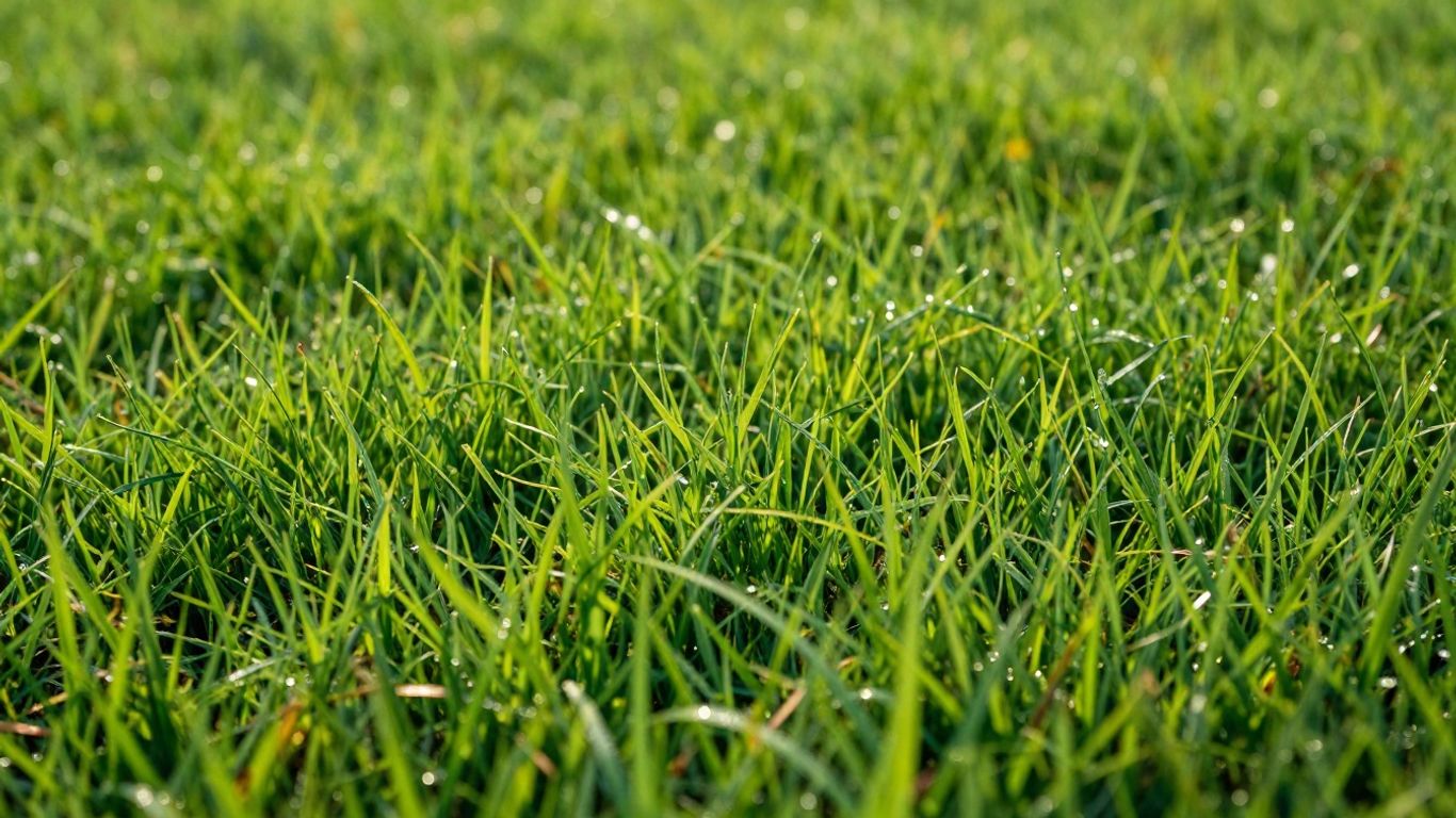 Lush, green lawn with healthy grass blades.