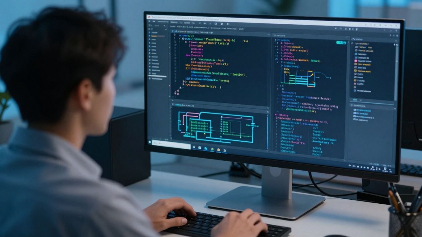 Technical professional reviewing complex automation system architecture