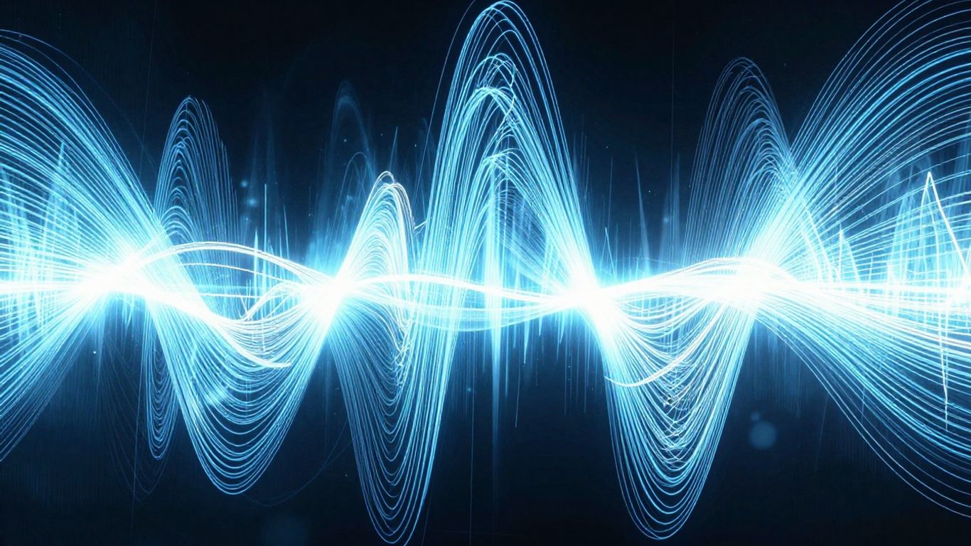 A vibrant, abstract digital landscape reacting to sound waves