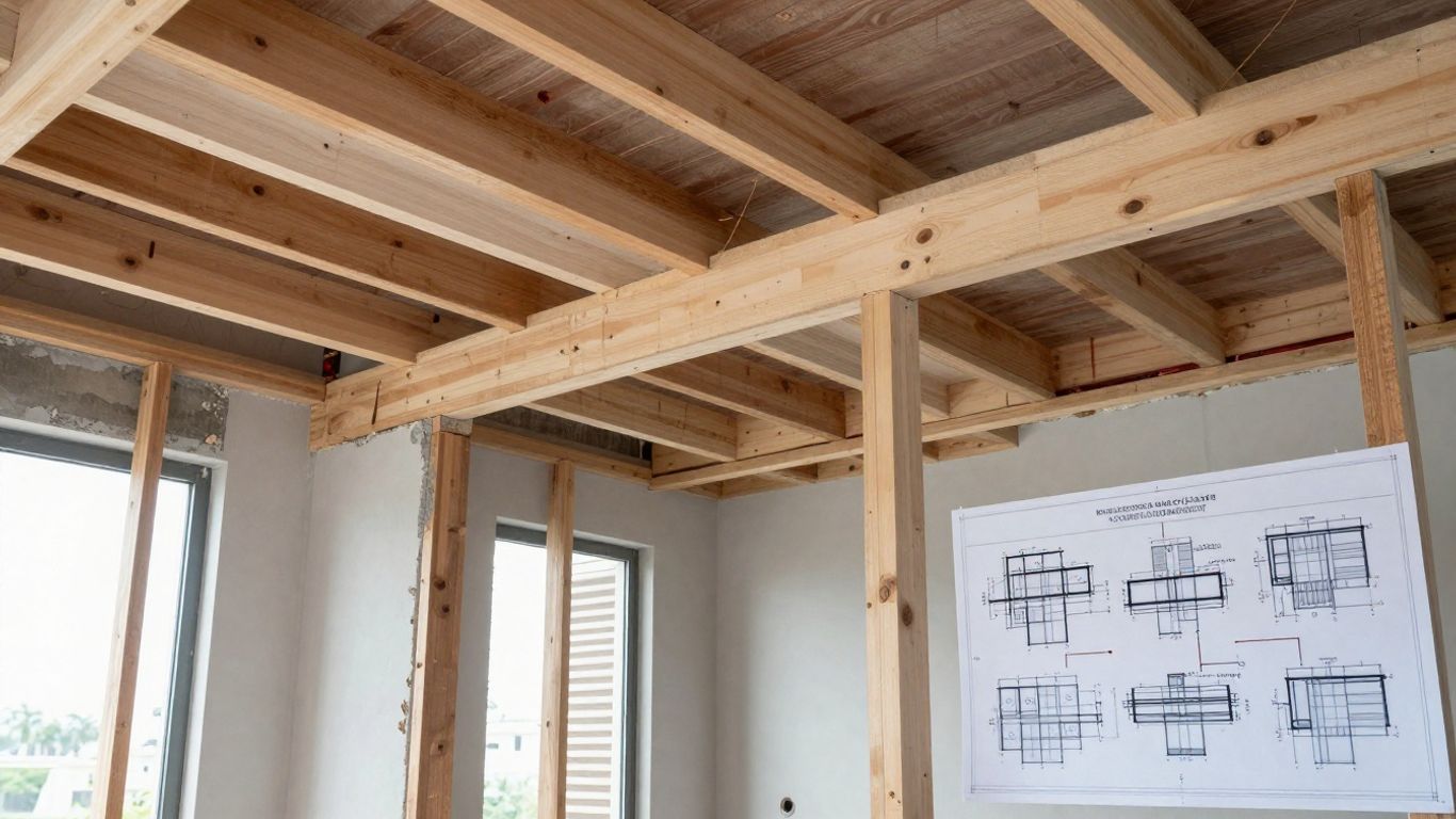 Engineer inspecting structural elements during home renovation.