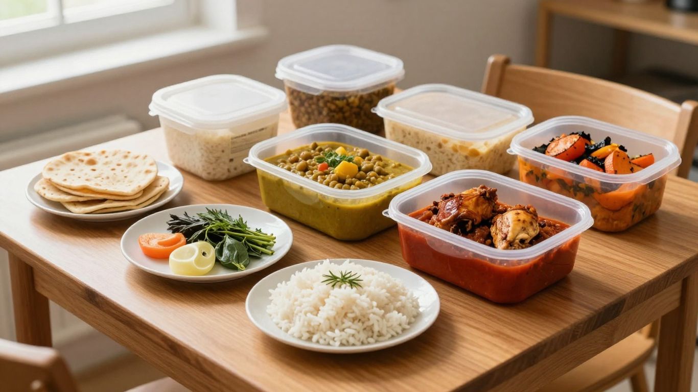 Colourful halal student meal prep containers