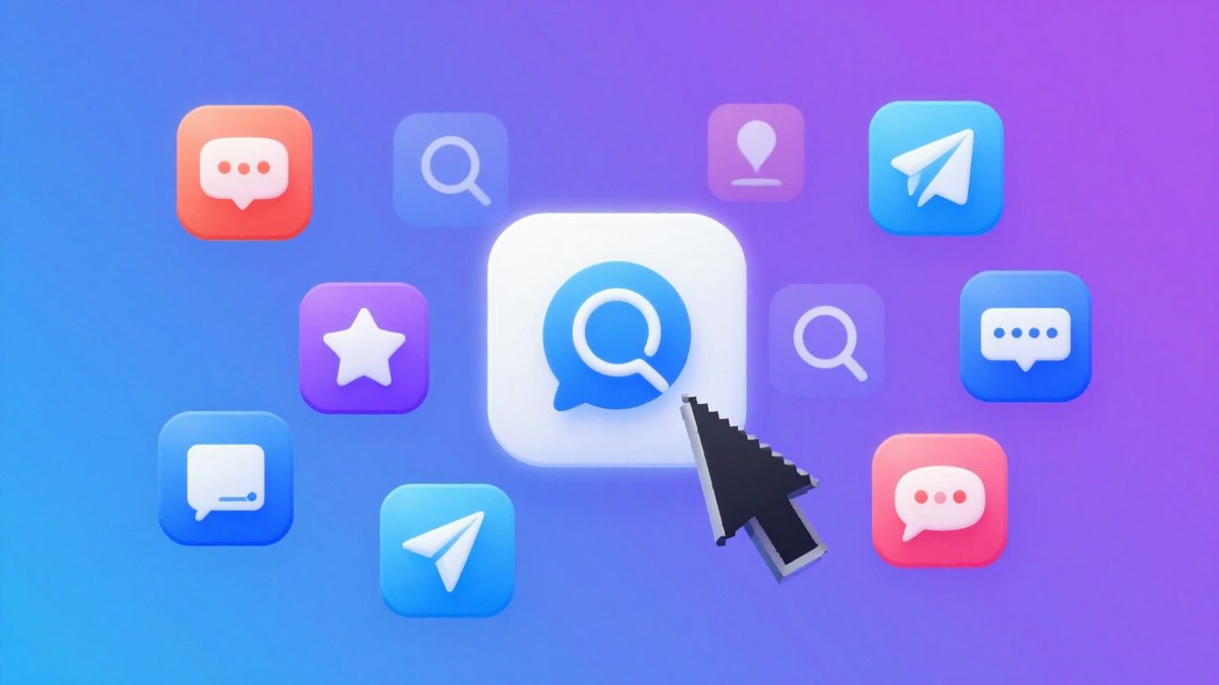 Plataformas de anúncios online com ícones brilhantes e cursor.