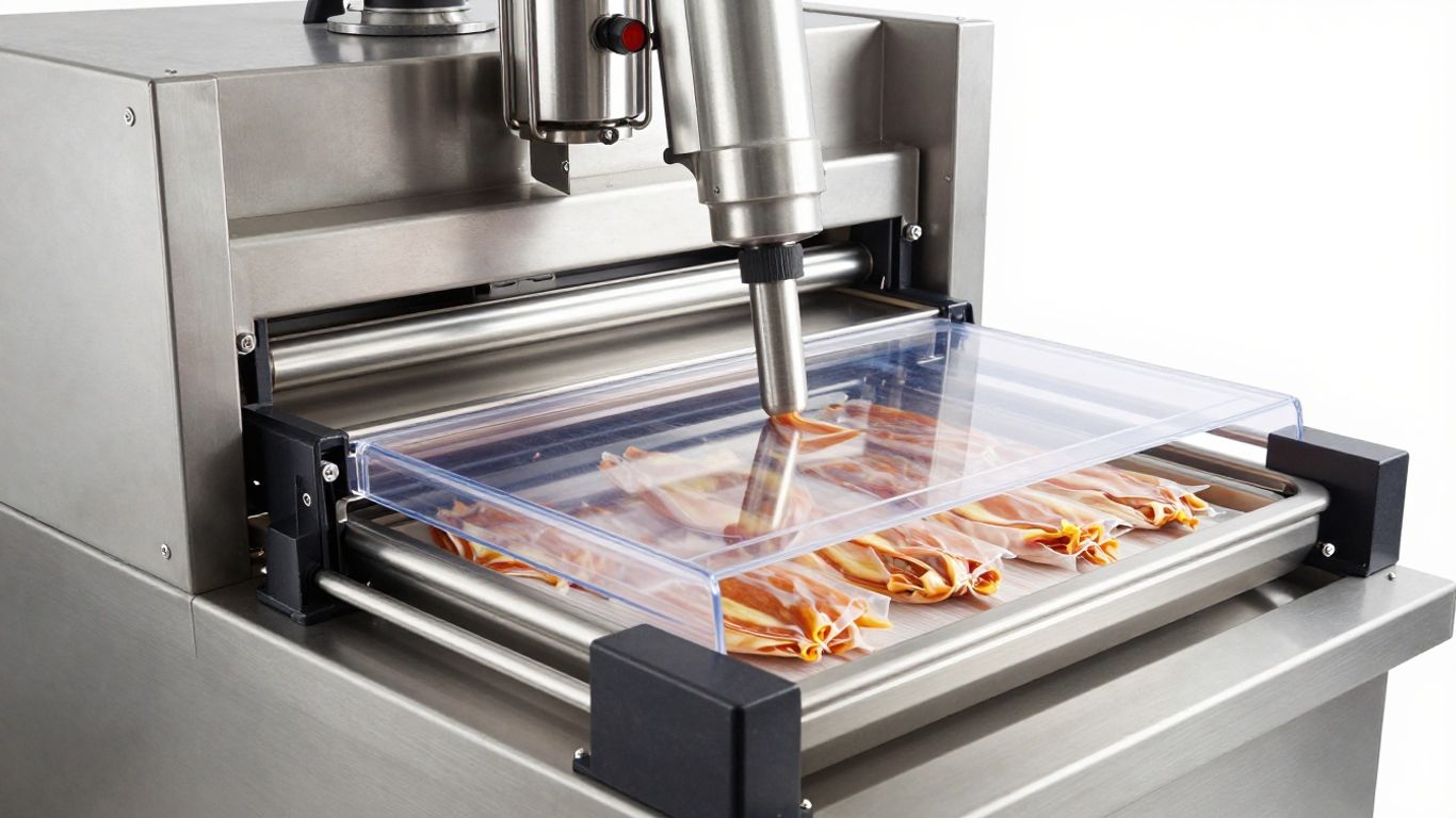 เครื่องซีลสูญญากาศอุตสาหกรรมกำลังทำงาน