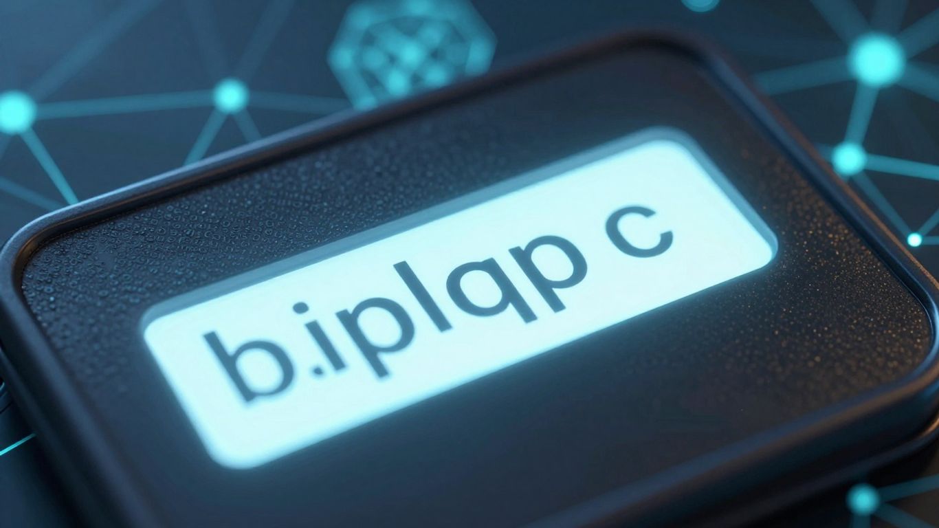 Digital blockchain wallet address on a screen with network background.