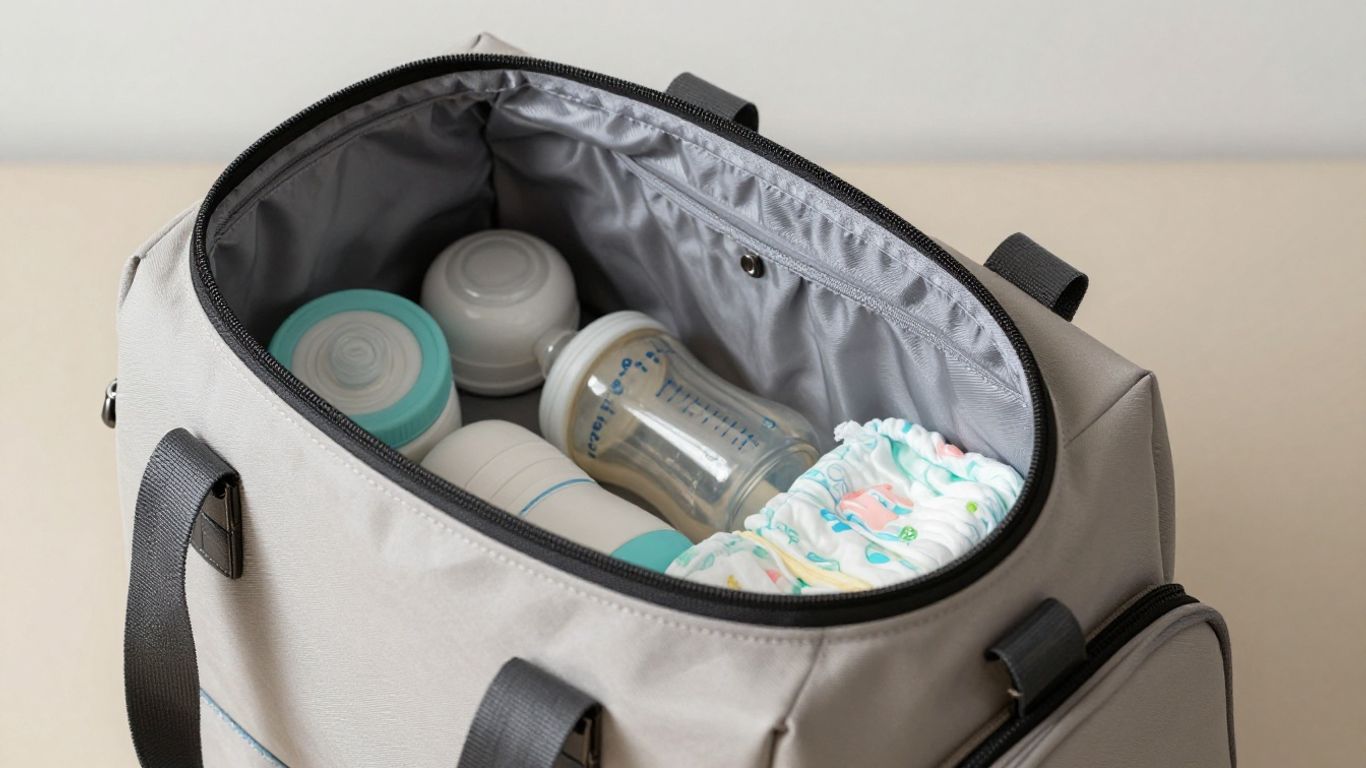 Béis Ultimate Diaper Bag filled with baby essentials.