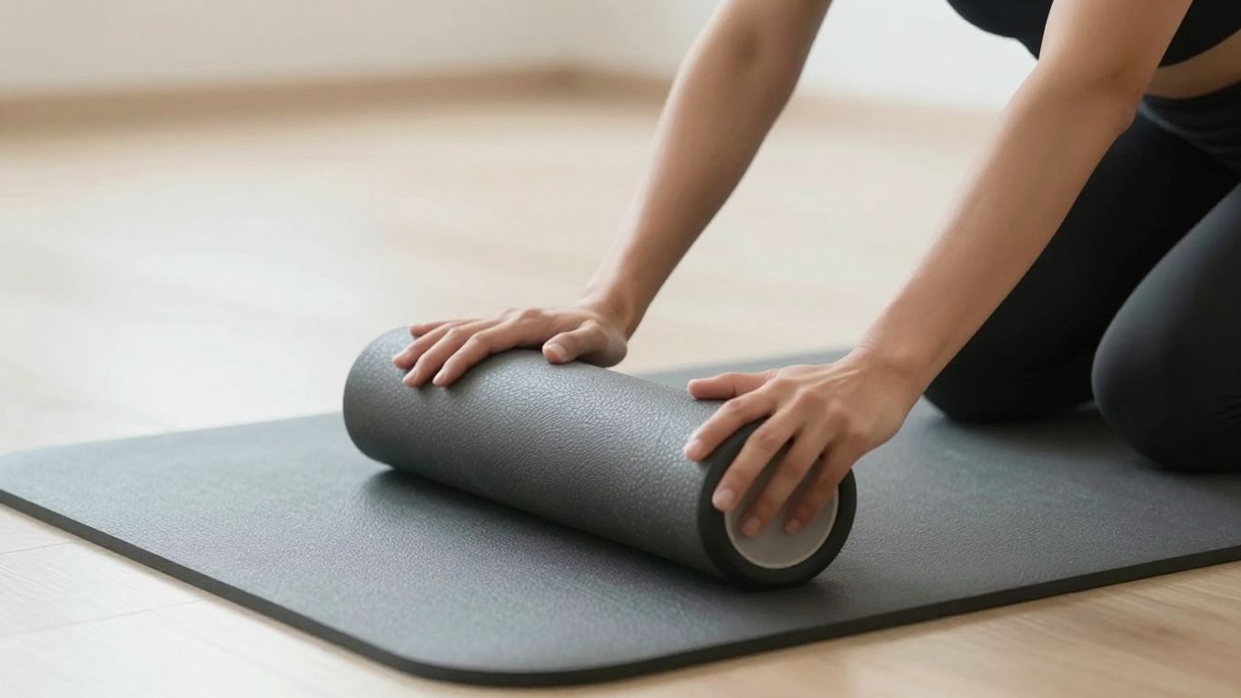 Person using foam roller on hamstring