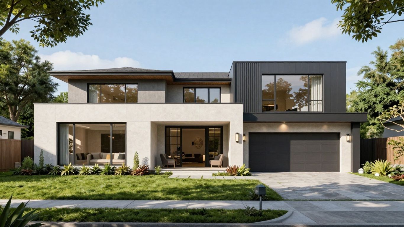 Modern dual occupancy home with separate entrances.
