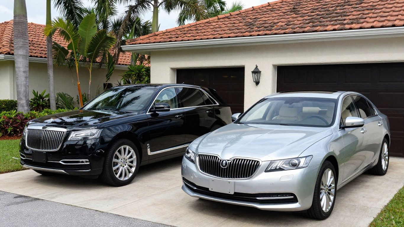 Luxury car waiting near Jupiter palms