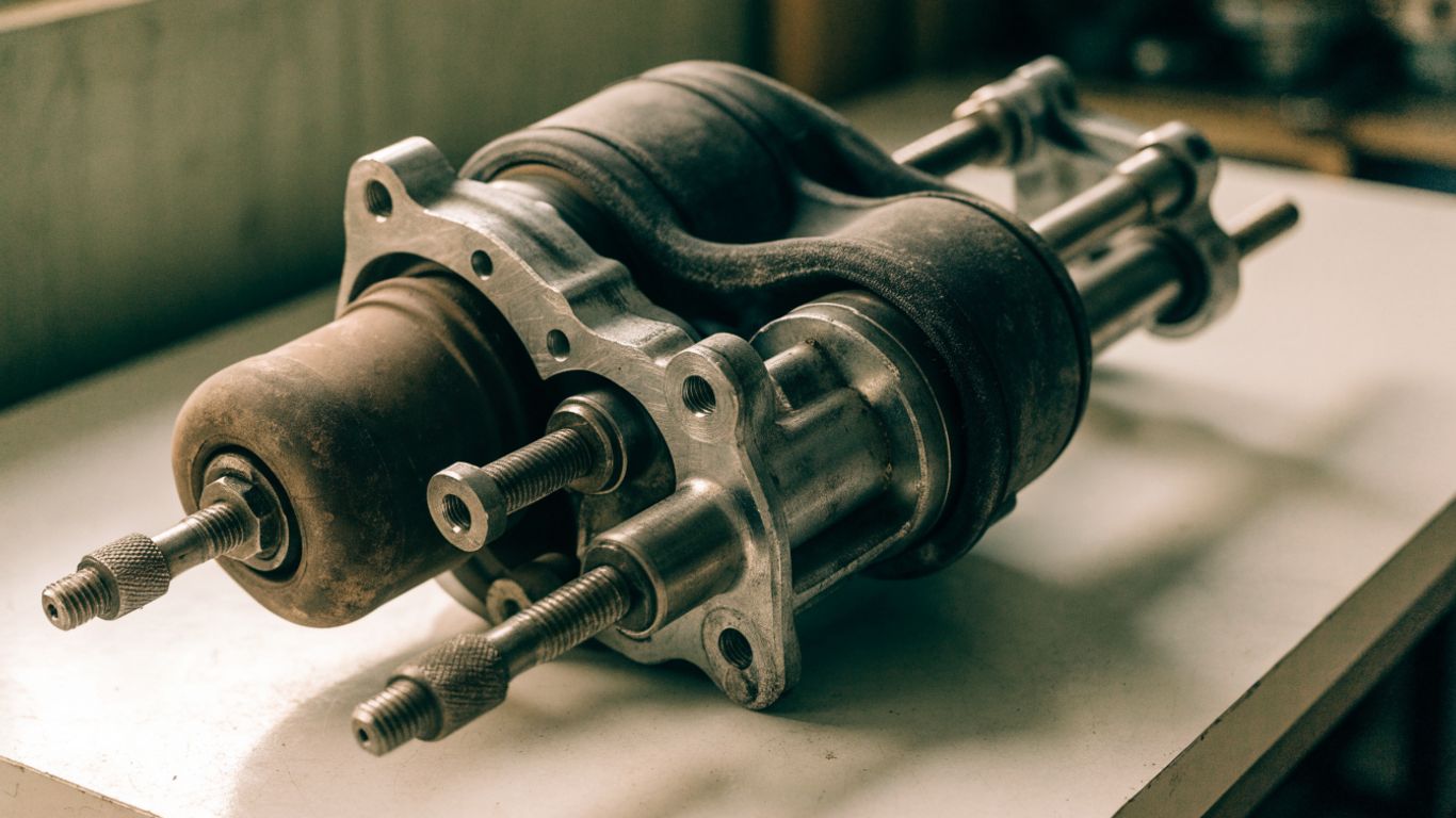 Used steering rack laid out for close inspection