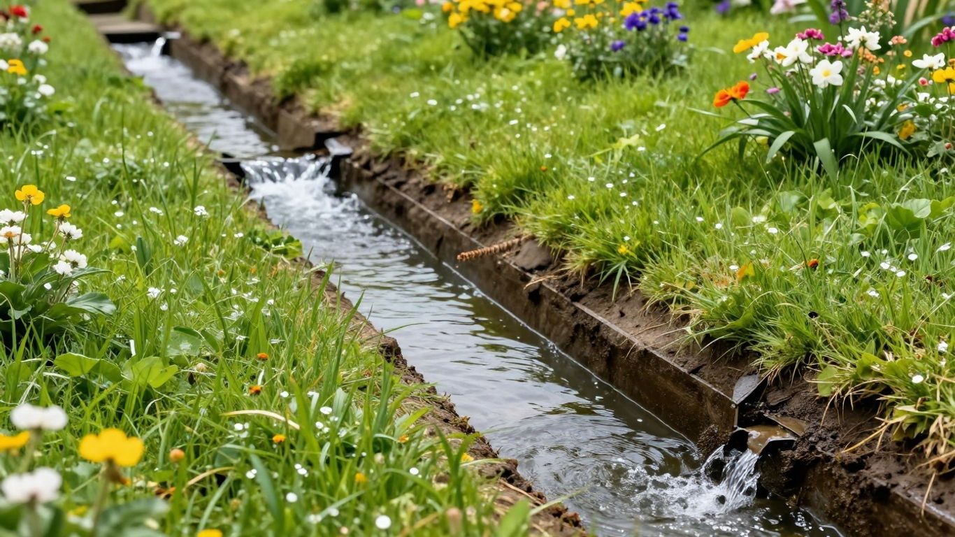 Drainage system managing snowmelt and spring rain effectively.