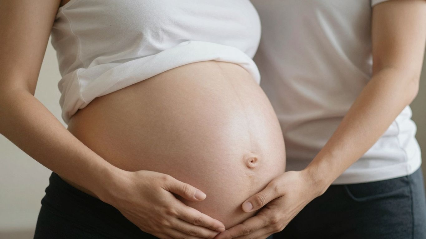 Barriga de embarazada en la semana 22 de gestación.
