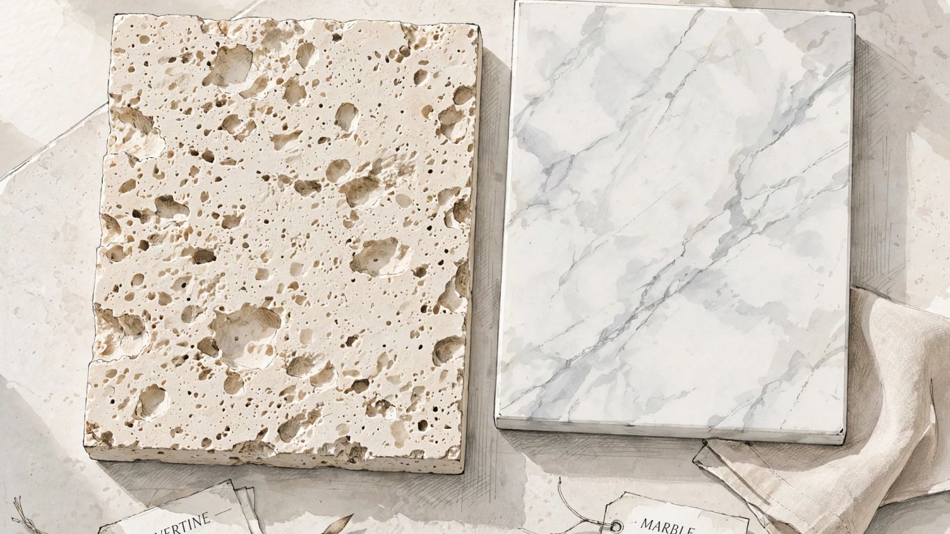 Travertine stone textures in a calm interior