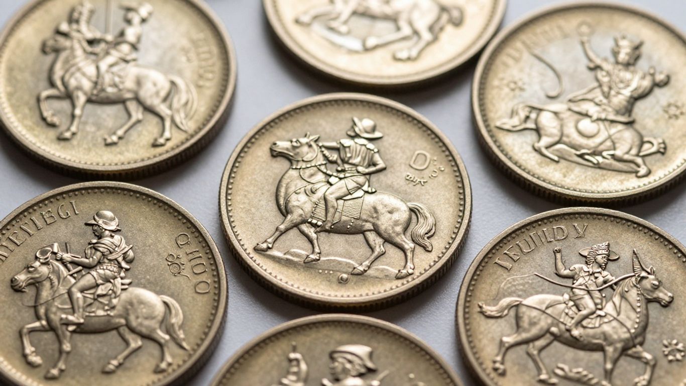 Collection of detailed mint coins with historical and fantasy designs.