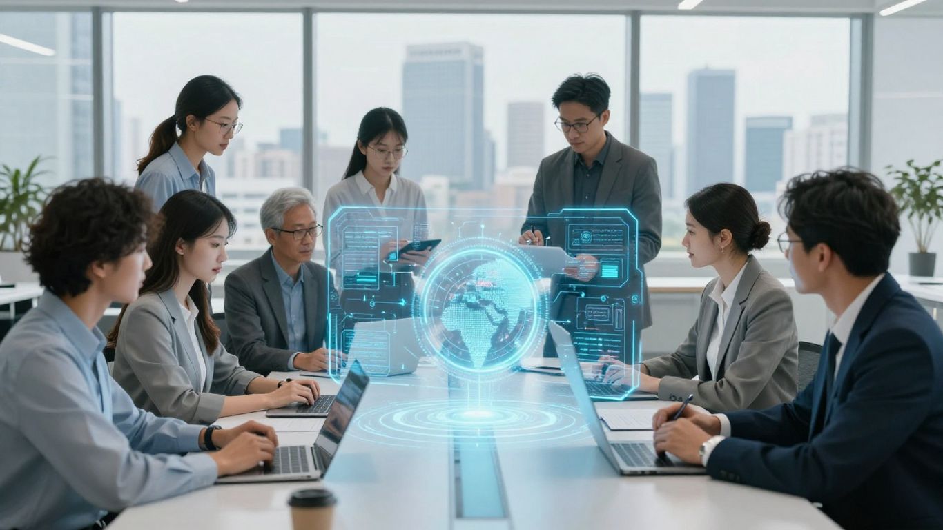 Global team working on machine learning innovation