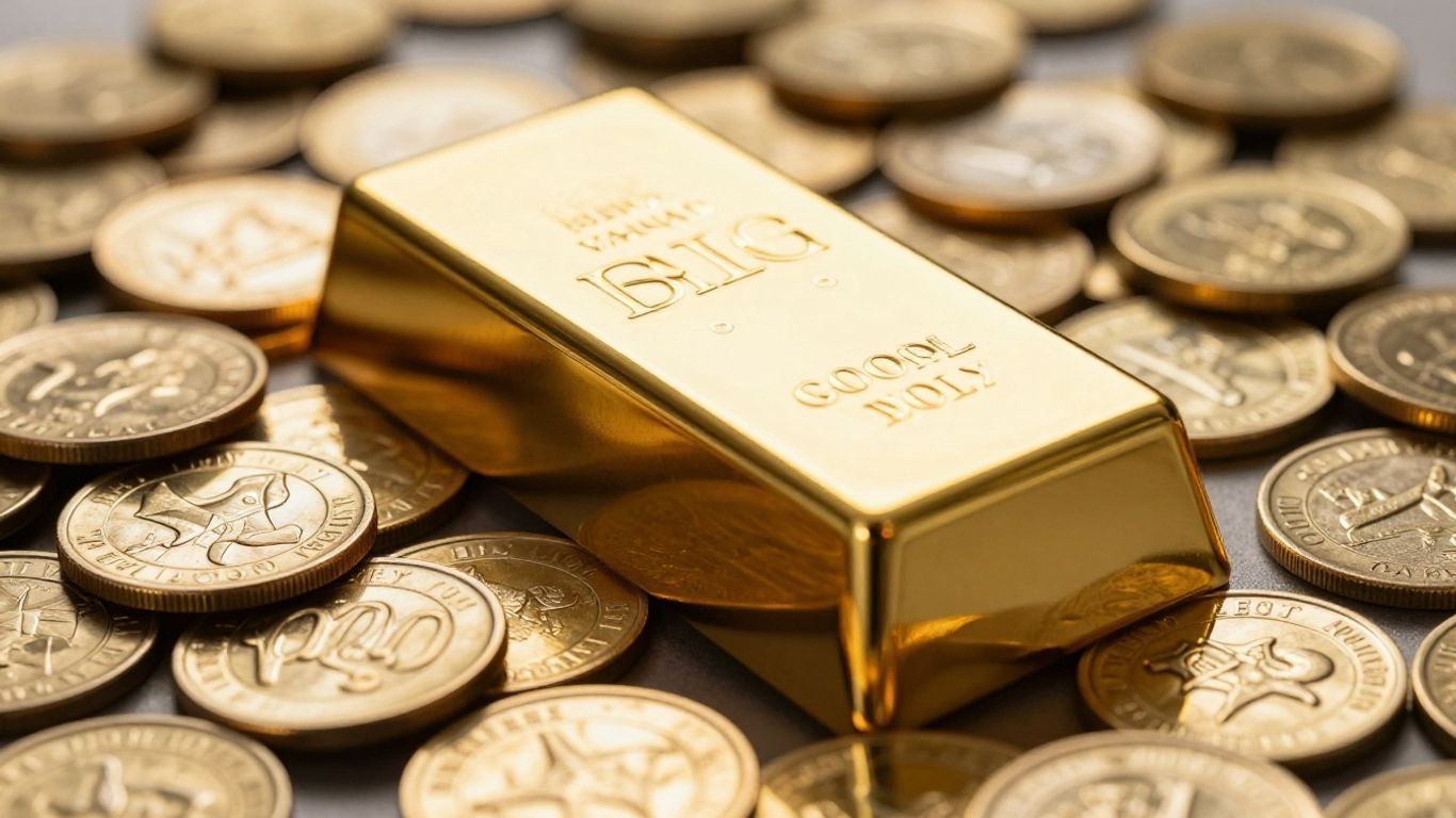 Lingot d'or et pièces d'or, symbole d'investissement.