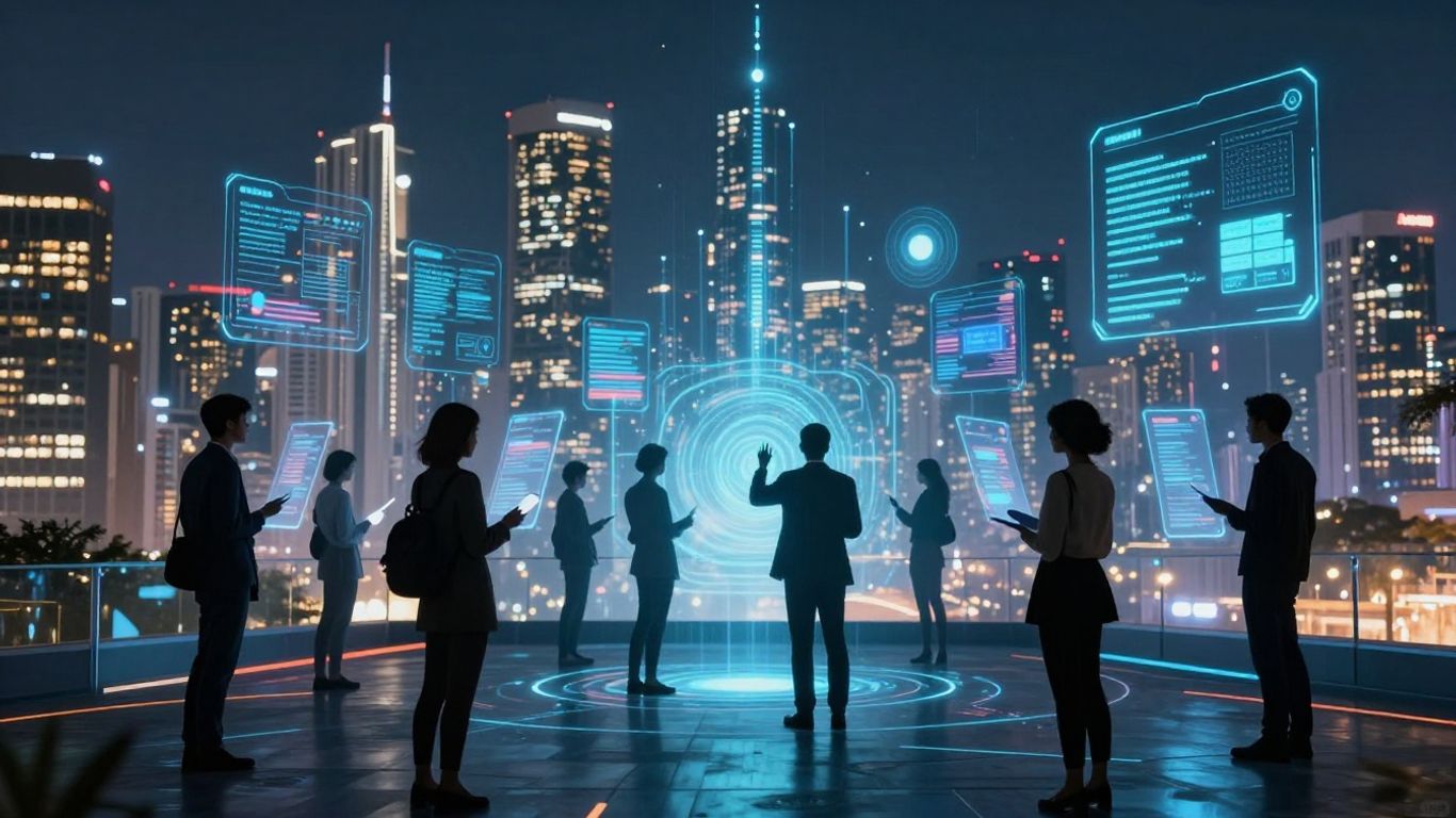 Australian cityscape with AI integration and economic growth.