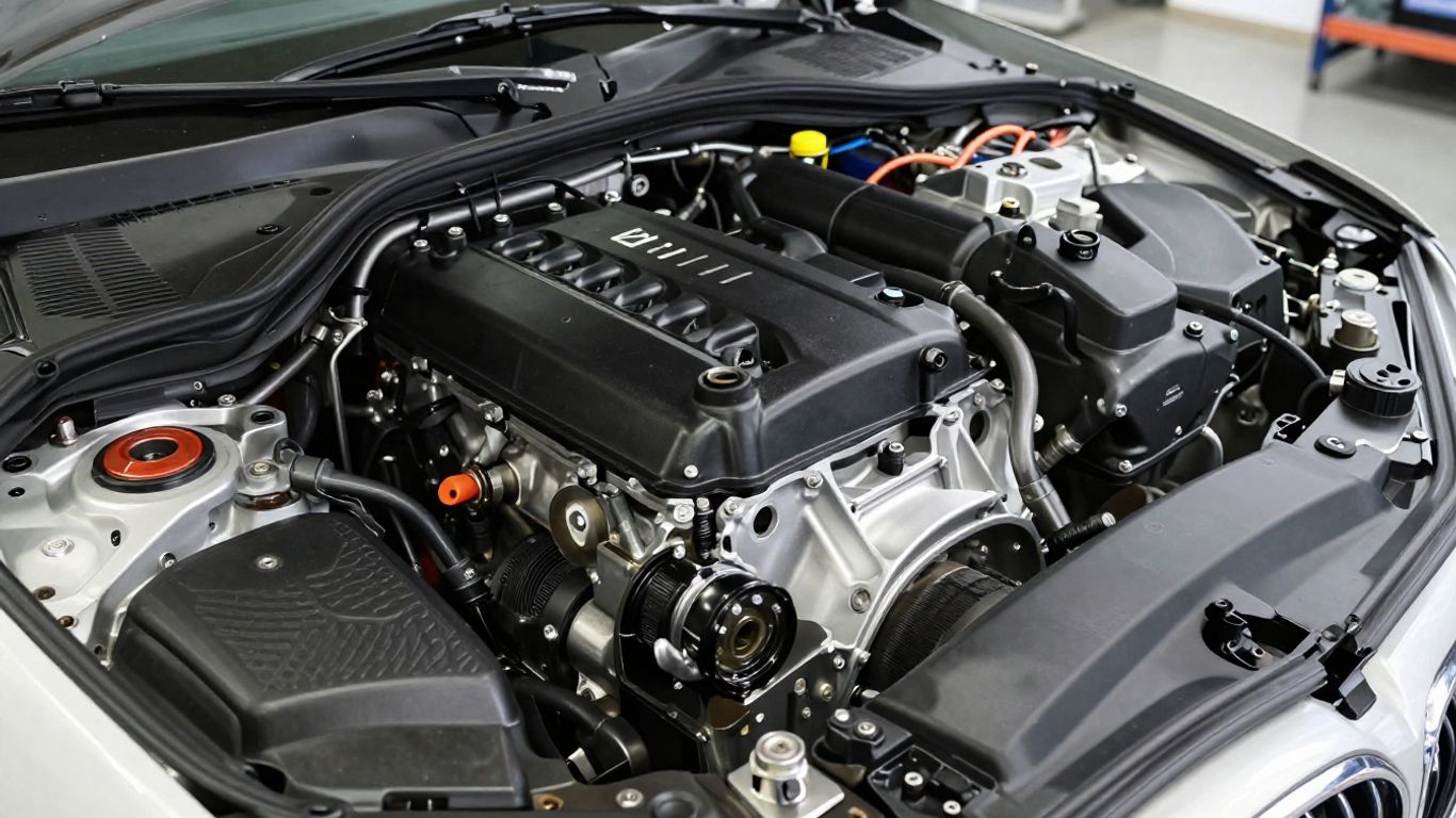 BMW 5 Series engine, 2016-2019 model, mechanical detail.