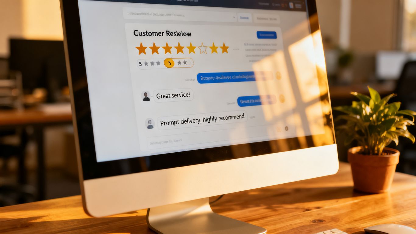 Customer feedback interface on a desktop computer