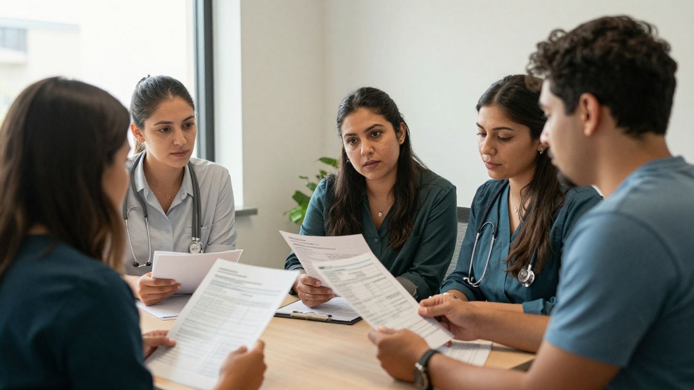 Behavioral health practice team reviewing billing records