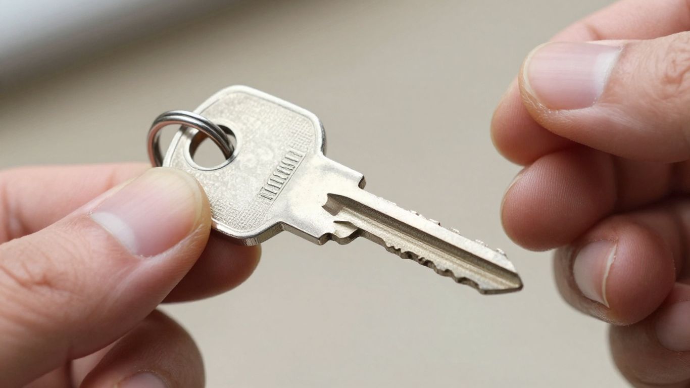 Hand holding a newly cut metal key