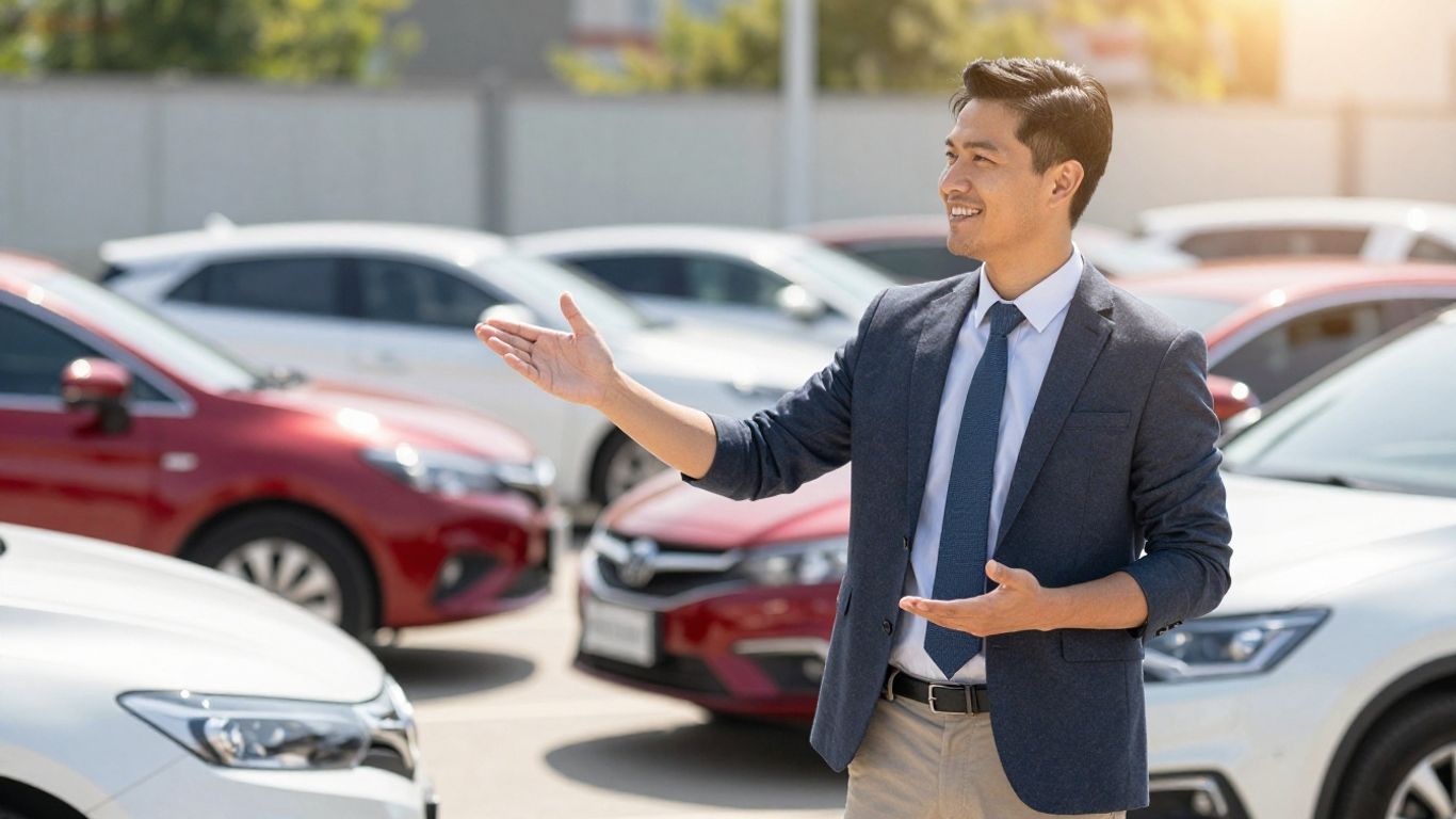 Insurance broker helping choose car insurance options.